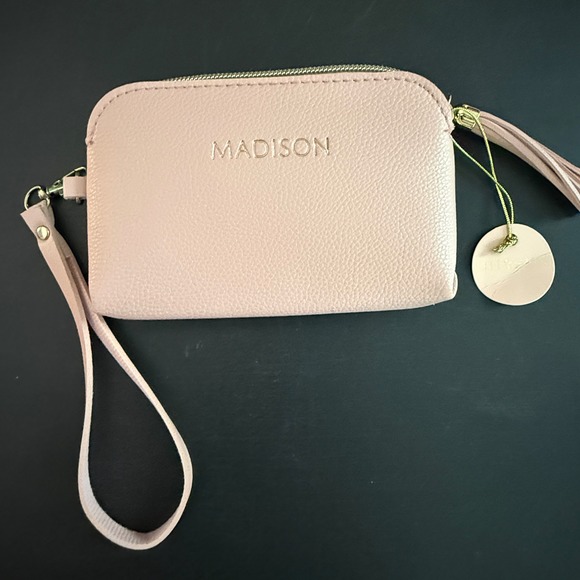 Mulberry Studios Handbags - Madison Pink Faux Leather Wristlet Pouch Tassel Zipper Wallet NWT